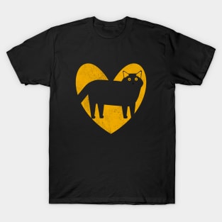 Cat Lover Heart - Golden Yellow T-Shirt